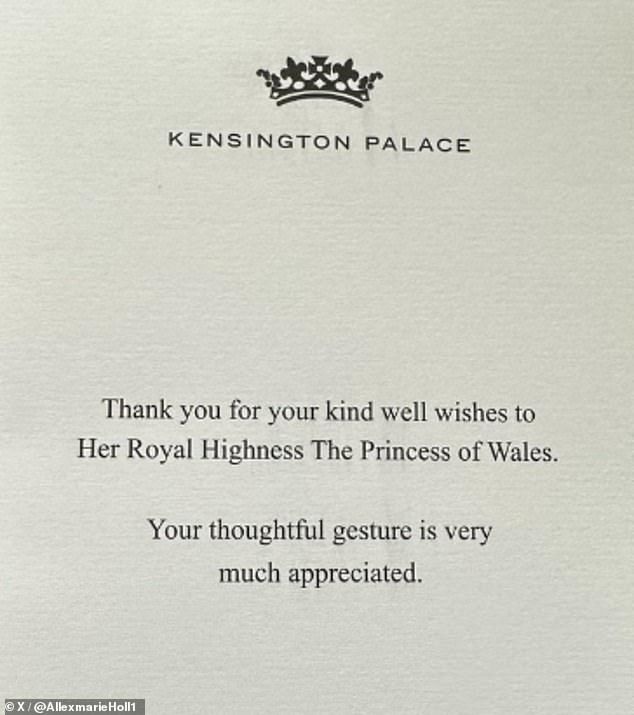 Kate Middleton breaks tradition with note thanking royal fans